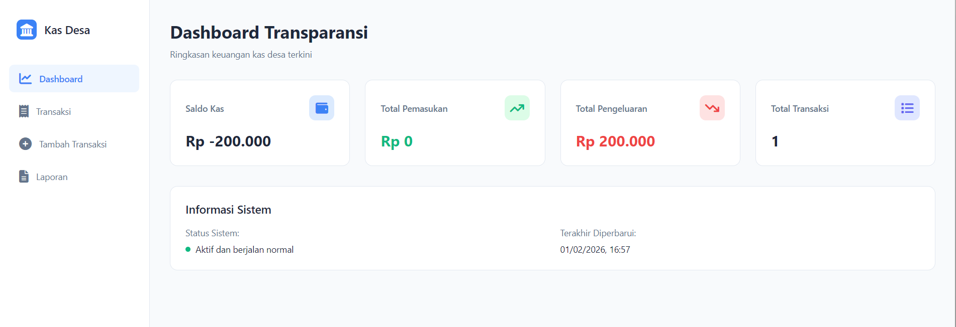 Aplikasi Laporan Keuangan Kas Desa