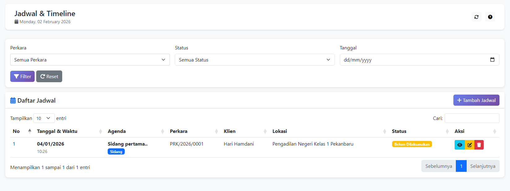 Aplikasi Manajemen Perkara Hukum Untuk Lawyer/Pengacara