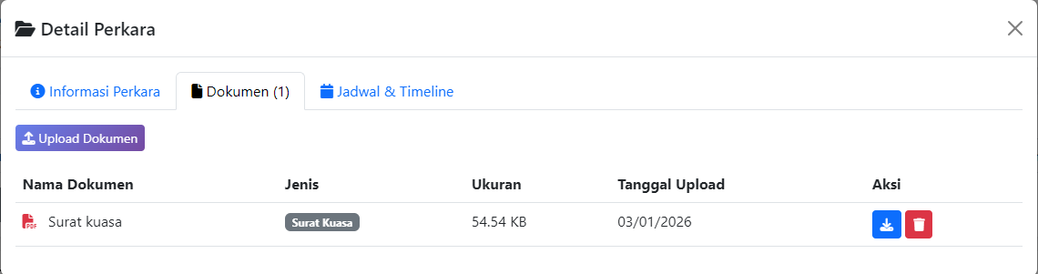 Aplikasi Manajemen Perkara Hukum Untuk Lawyer/Pengacara